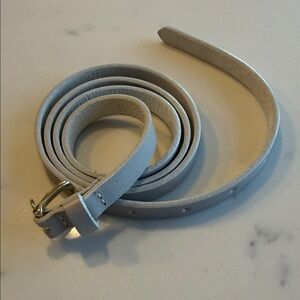 J. Crew Light Grey Italian Leather Skinny Belt